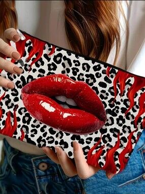 Leopard Print Linen Storage Make-Up Bag